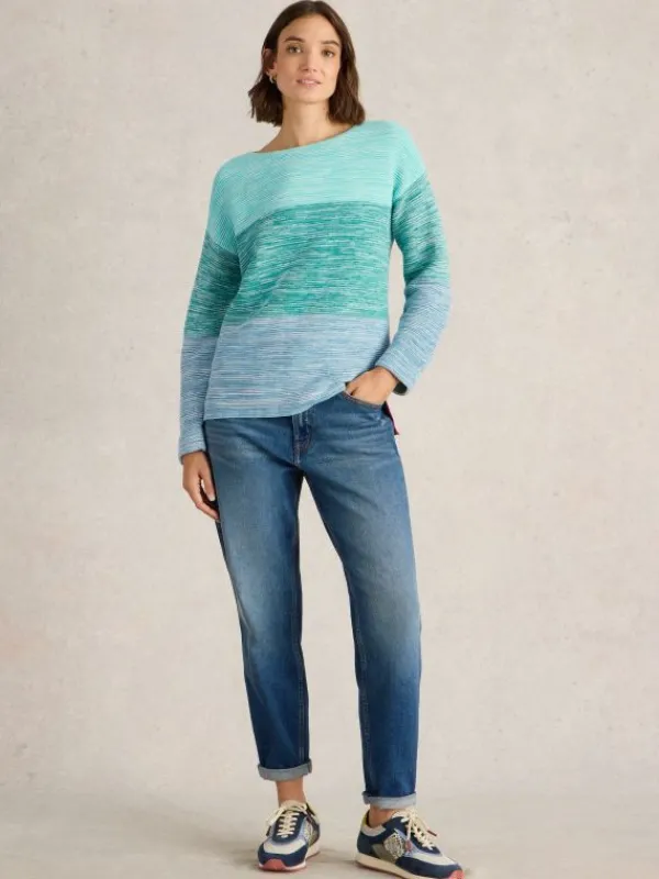JANA TWIST JUMPER in BLUE MULTI<White Stuff Fashion