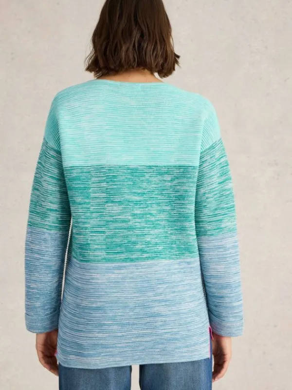 JANA TWIST JUMPER in BLUE MULTI<White Stuff Fashion