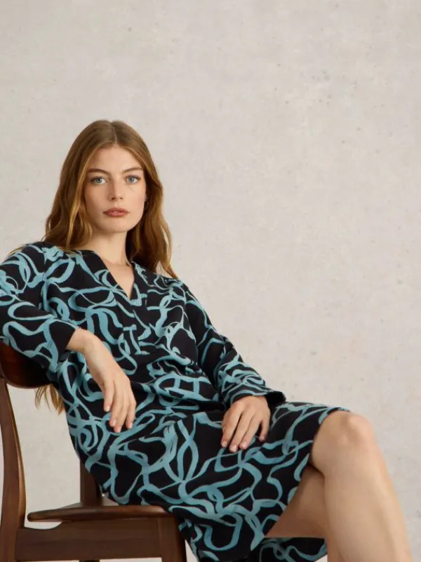 June Jersey Dress in BLACK PRINT<White Stuff Fashion
