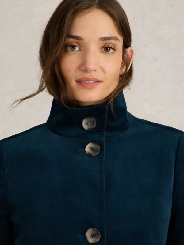 Karla Velvet Coat in DK TEAL<White Stuff Online