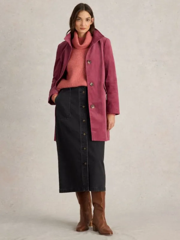 Karla Velvet Coat in DUSTY PINK<White Stuff Best