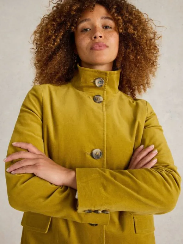 Karla Velvet Coat in MID CHARTREUSE<White Stuff New