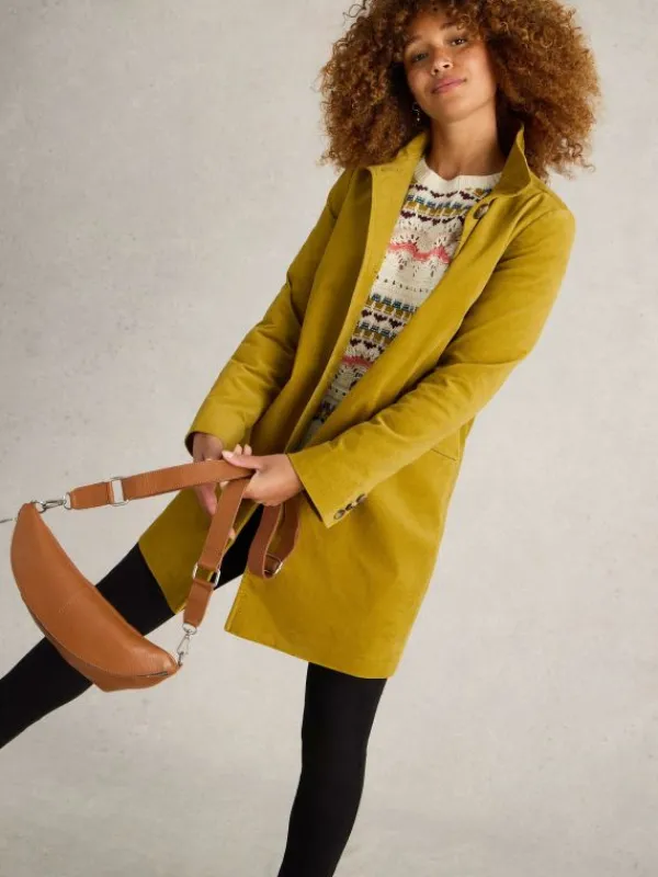 Karla Velvet Coat in MID CHARTREUSE<White Stuff New