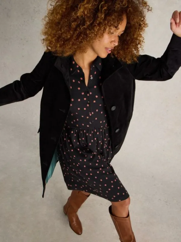 Karla Velvet Coat in PURE BLACK<White Stuff Online