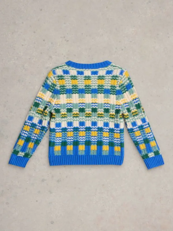 Kids Checkerboard Jumper in BLUE MULTI<White Stuff Sale