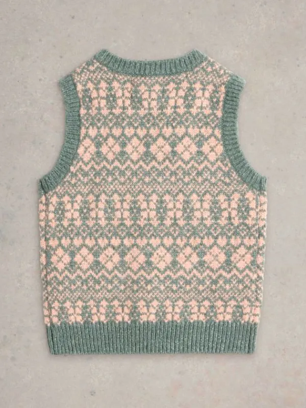 Kids Knitted Waistcoat in DUSTY PINK<White Stuff New