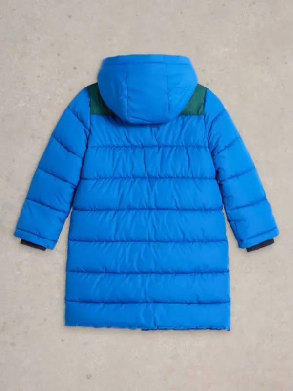 Kids Long Puffer Coat in BRIGHT BLUE<White Stuff Discount