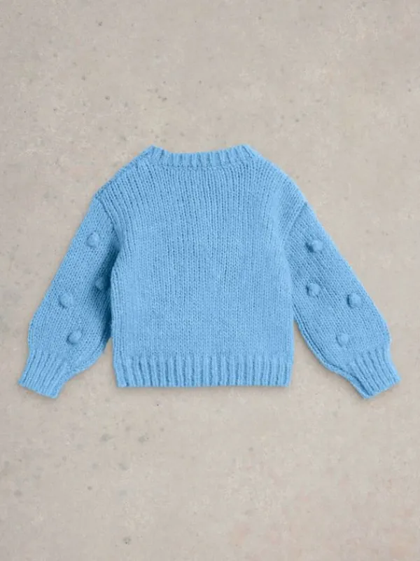 Kids Pom Pom Jumper in BRIGHT BLUE<White Stuff New