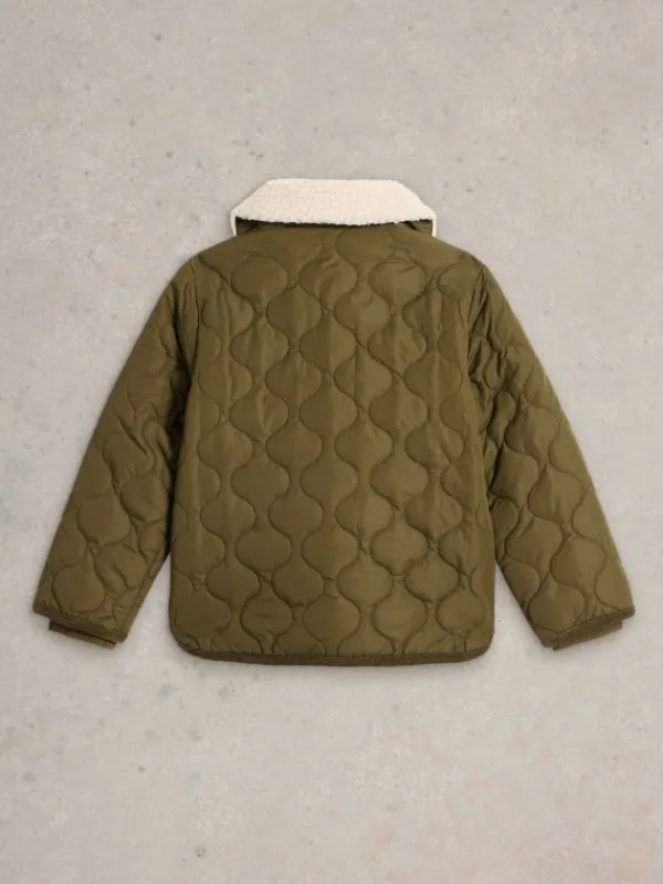 Kids Quilted Jacket in KHAKI GREEN<White Stuff Online