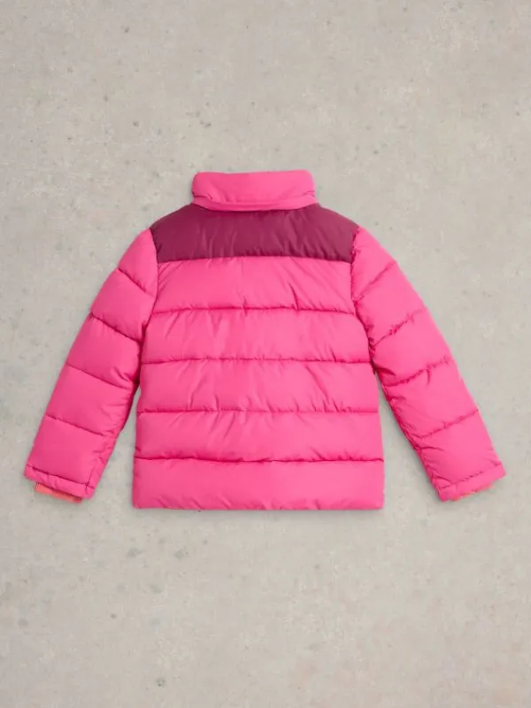 Kids Short Puffer Coat in BRIGHT PINK<White Stuff Outlet