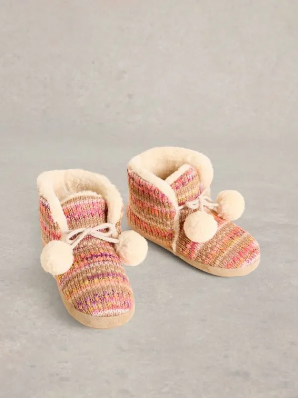Knitted Bootie Slipper in NATURAL MULTI<White Stuff Hot
