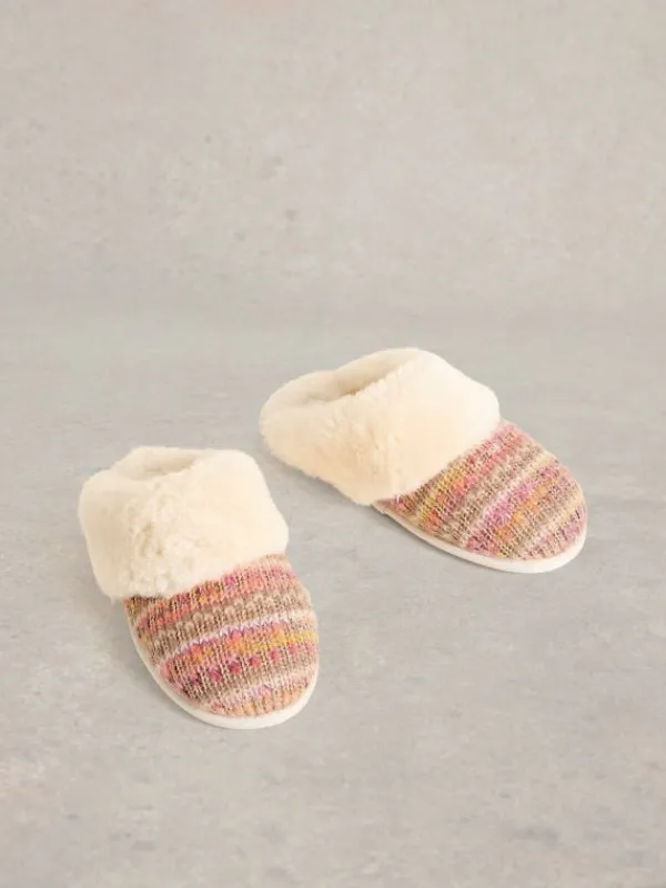 Knitted Mule Slippers in NATURAL MULTI<White Stuff Best