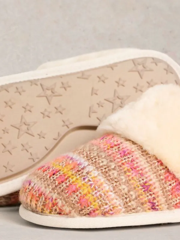 Knitted Mule Slippers in NATURAL MULTI<White Stuff Best