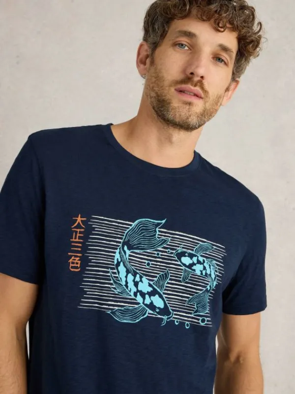 Koi Fish Graphic Tee in NAVY PRINT<White Stuff Best