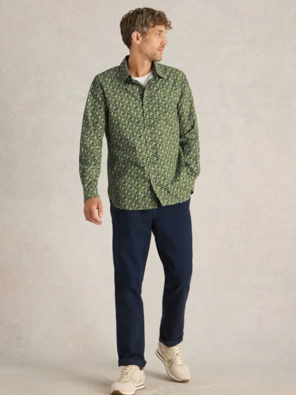 Koi Fish Printed Shirt in GREEN PRINT<White Stuff New