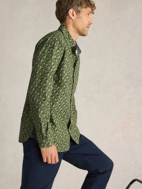 Koi Fish Printed Shirt in GREEN PRINT<White Stuff New