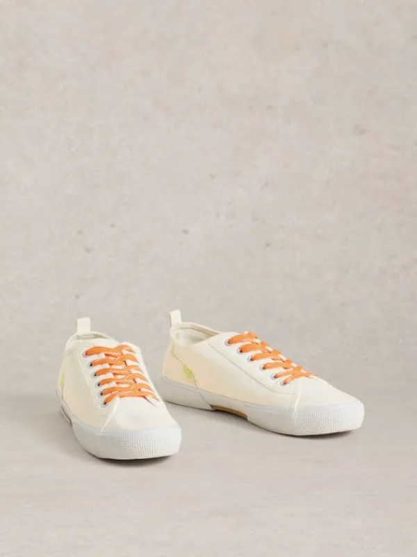 Lace Up Pippa Canvas Trainer in BRILLIANT WHITE<White Stuff Best