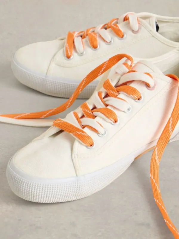 Lace Up Pippa Canvas Trainer in BRILLIANT WHITE<White Stuff Best