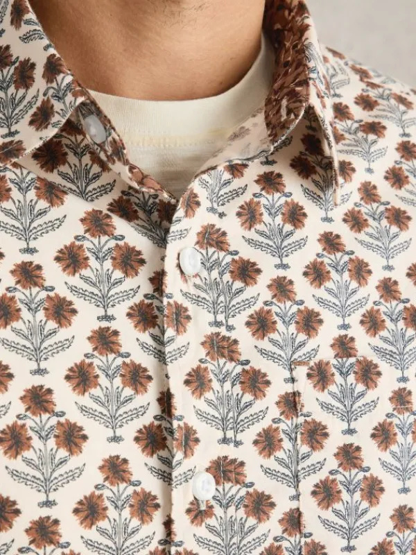Large Dandelion Printed Shirt in NATURAL MULTI<White Stuff New