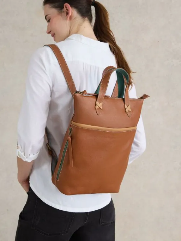 Leather Convertible Backpack in MID TAN<White Stuff Clearance