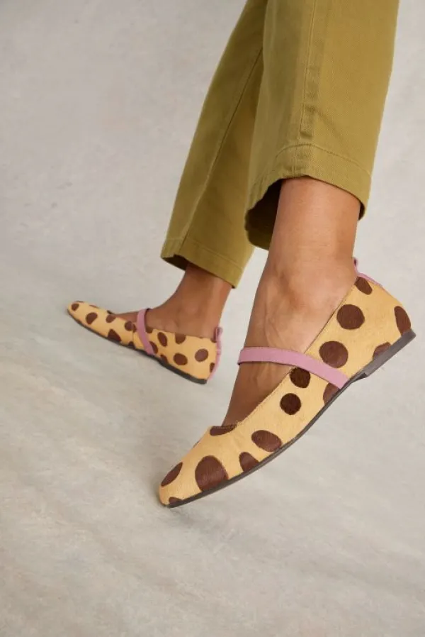 Leather Minnie Strap Ballerina in NATURAL PRINT<White Stuff New
