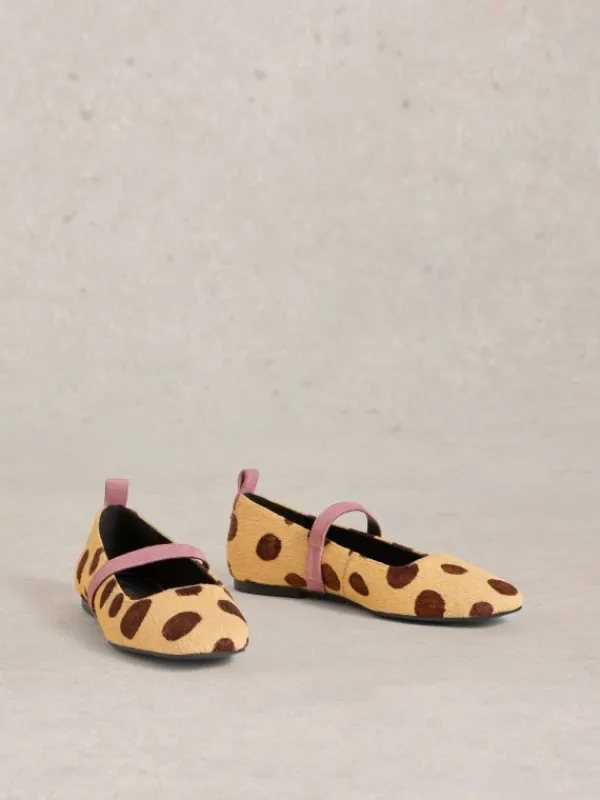 Leather Minnie Strap Ballerina in NATURAL PRINT<White Stuff New