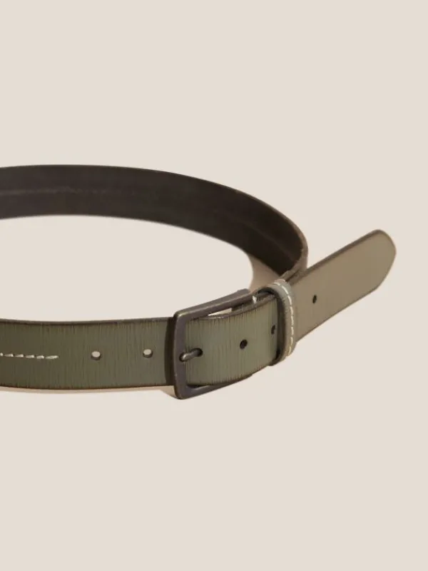 Leather Stitch Belt in KHAKI GREEN<White Stuff Outlet