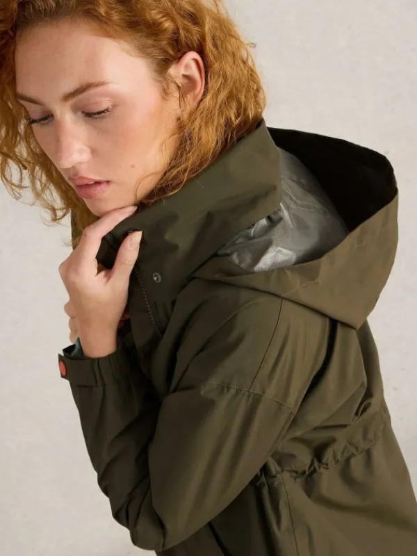 Lexi Waterproof Coat in KHAKI GREEN<White Stuff Outlet