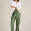 Linen Blend Elle Trouser in MID GREEN<White Stuff Best