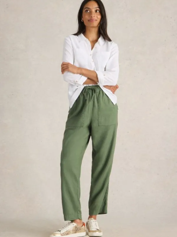 Linen Blend Elle Trouser in MID GREEN<White Stuff Best