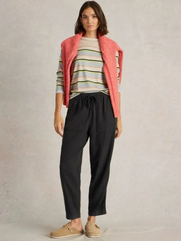 Linen Blend Elle Trouser in PURE BLACK<White Stuff Hot