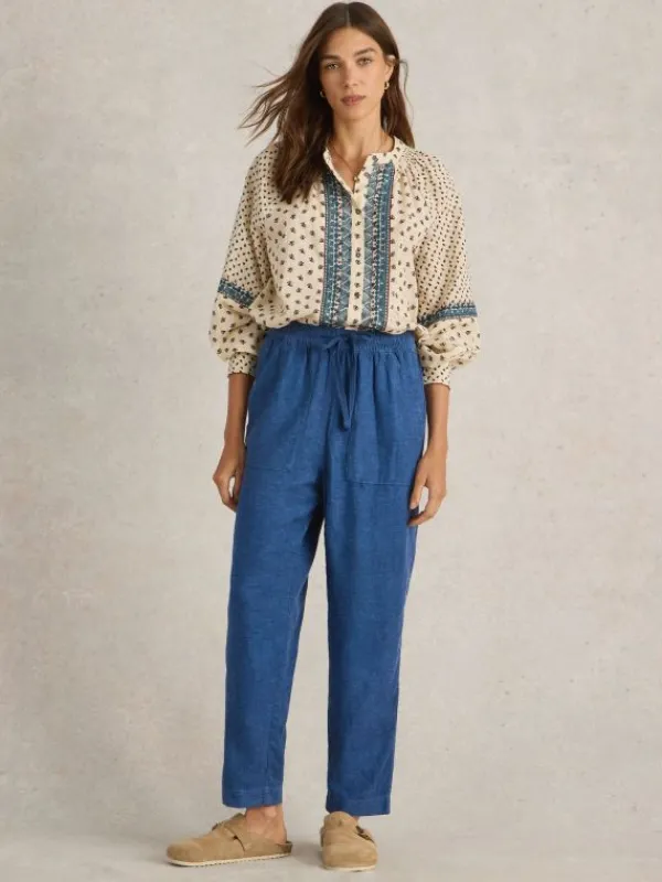 Linen Blend Elle Trouser in CHAMBRAY BLUE<White Stuff New