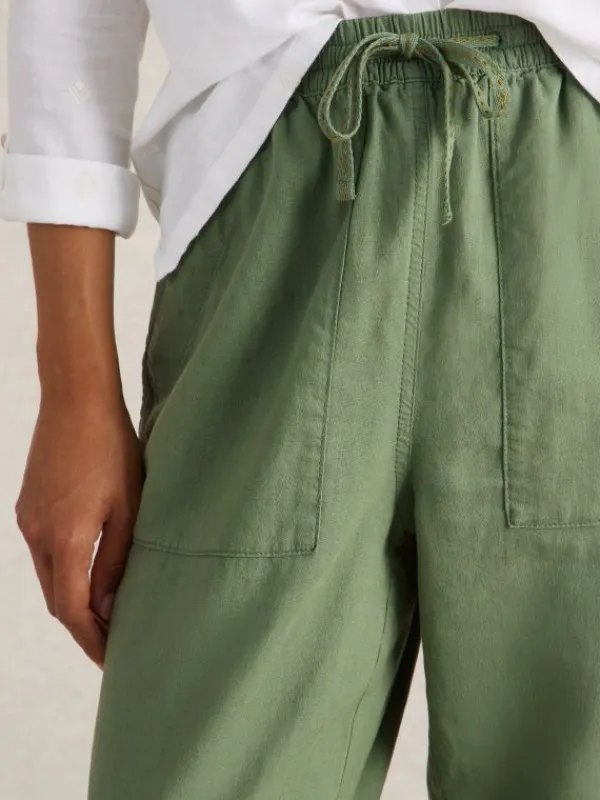 Linen Blend Elle Trouser in MID GREEN<White Stuff Best
