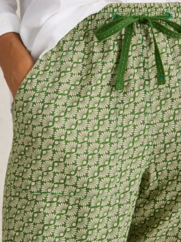 Linen Blend Elle Trouser in GREEN PRINT<White Stuff Hot