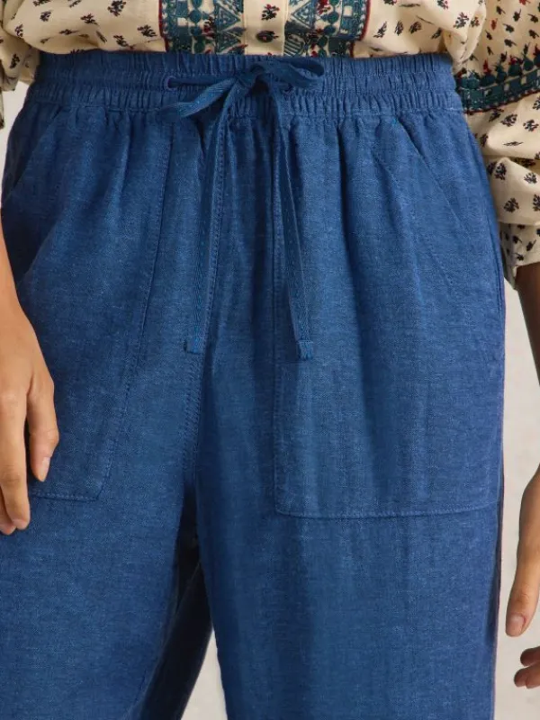 Linen Blend Elle Trouser in CHAMBRAY BLUE<White Stuff New