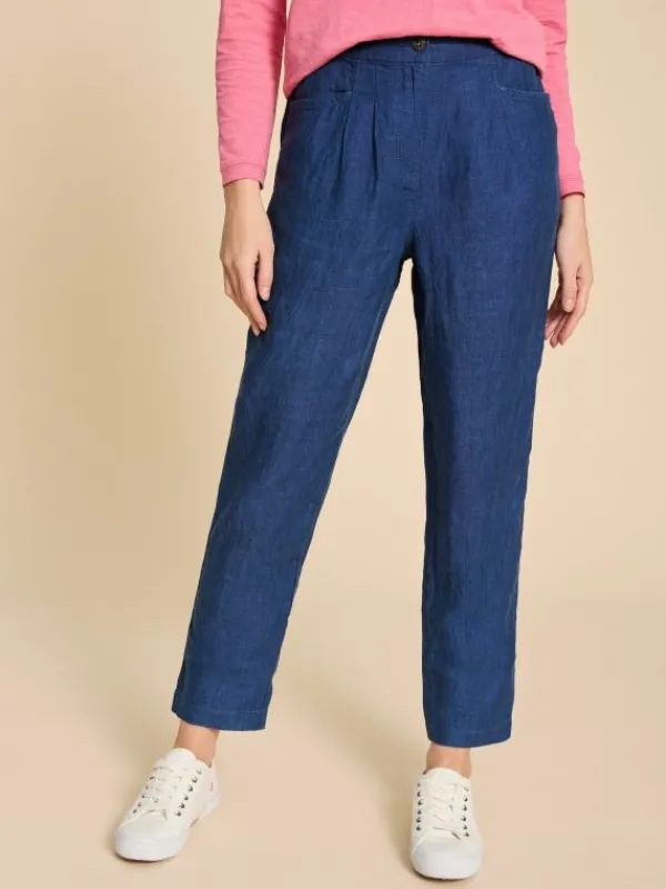 Linen Rowena Trousers in DARK NAVY<White Stuff Hot