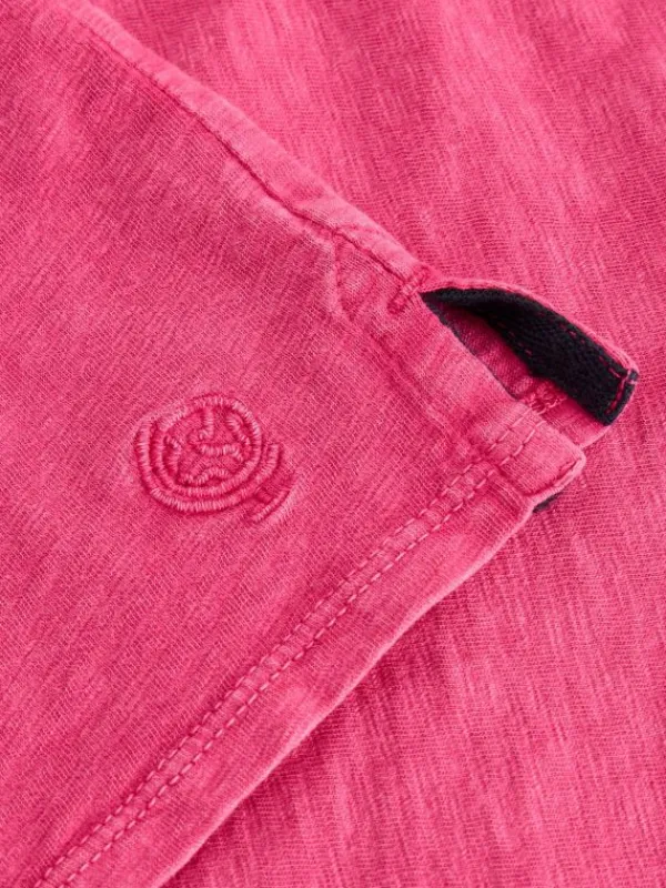 Long Sleeve Henley Tee in BRIGHT PINK<White Stuff Clearance
