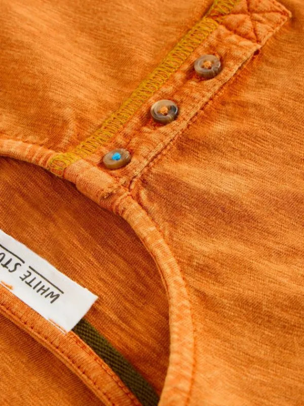 Long Sleeve Henley Tee in DARK ORANGE<White Stuff Sale