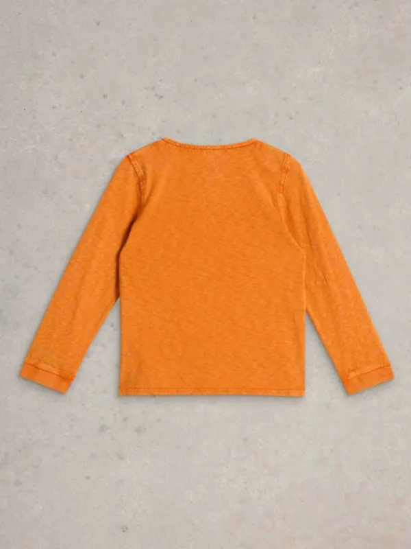 Long Sleeve Henley Tee in DARK ORANGE<White Stuff Sale