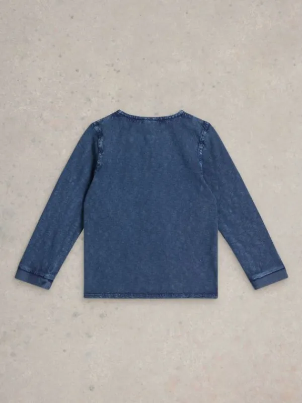Long Sleeve Henley Tee in DARK NAVY<White Stuff Clearance