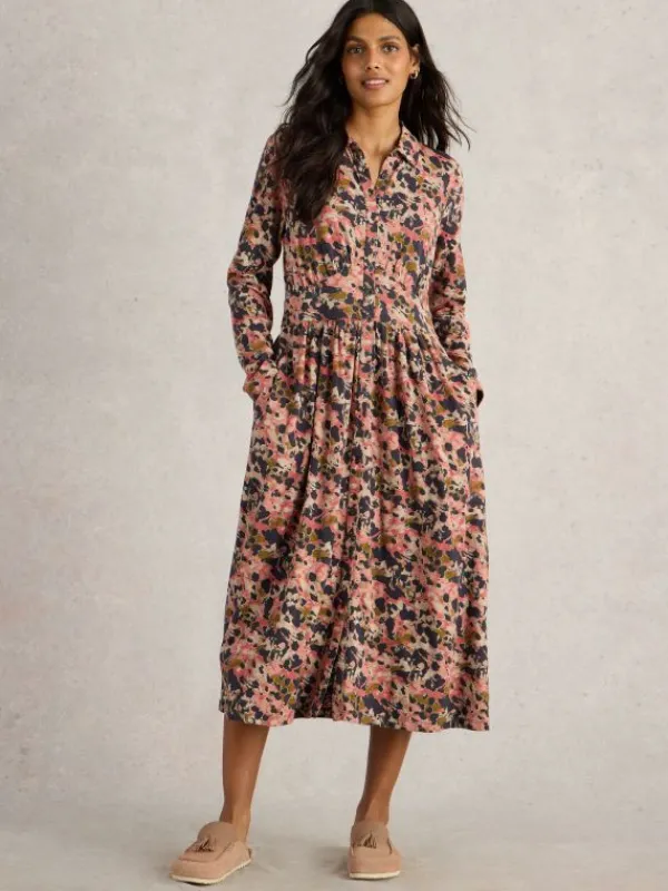 Lottie Jersey Shirt Dress in PINK MULTI<White Stuff Online