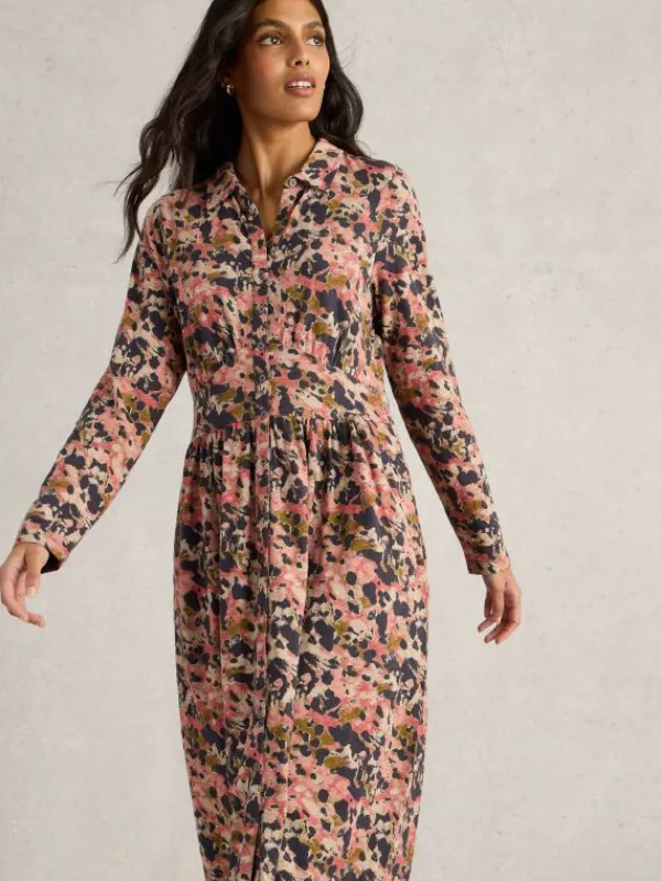 Lottie Jersey Shirt Dress in PINK MULTI<White Stuff Online