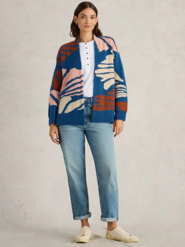 LOUISA LONGLINE CARDI in BLUE MULTI<White Stuff Fashion