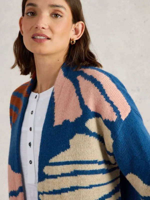 LOUISA LONGLINE CARDI in BLUE MULTI<White Stuff Fashion
