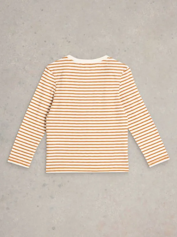 LS Bear Stripe Graphic Tee in NATURAL MULTI<White Stuff Outlet