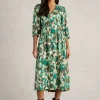 Lucy Mid Sleeve Midi Dress in GREEN PRINT<White Stuff Fashion