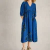 Lucy Midi Dress in BLUE PRINT<White Stuff Outlet