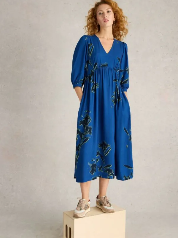 Lucy Midi Dress in BLUE PRINT<White Stuff Outlet