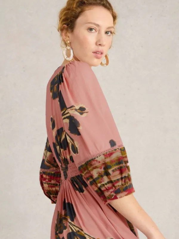 Lucy Midi V Neck Dress in PINK PRINT<White Stuff Outlet