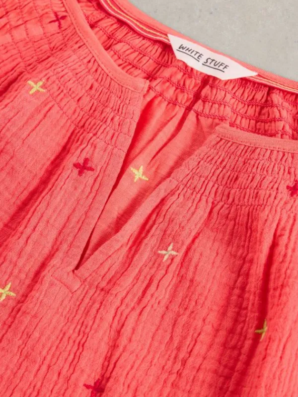 LUELLA EMBROIDERED TOP in CORAL MULTI<White Stuff Best